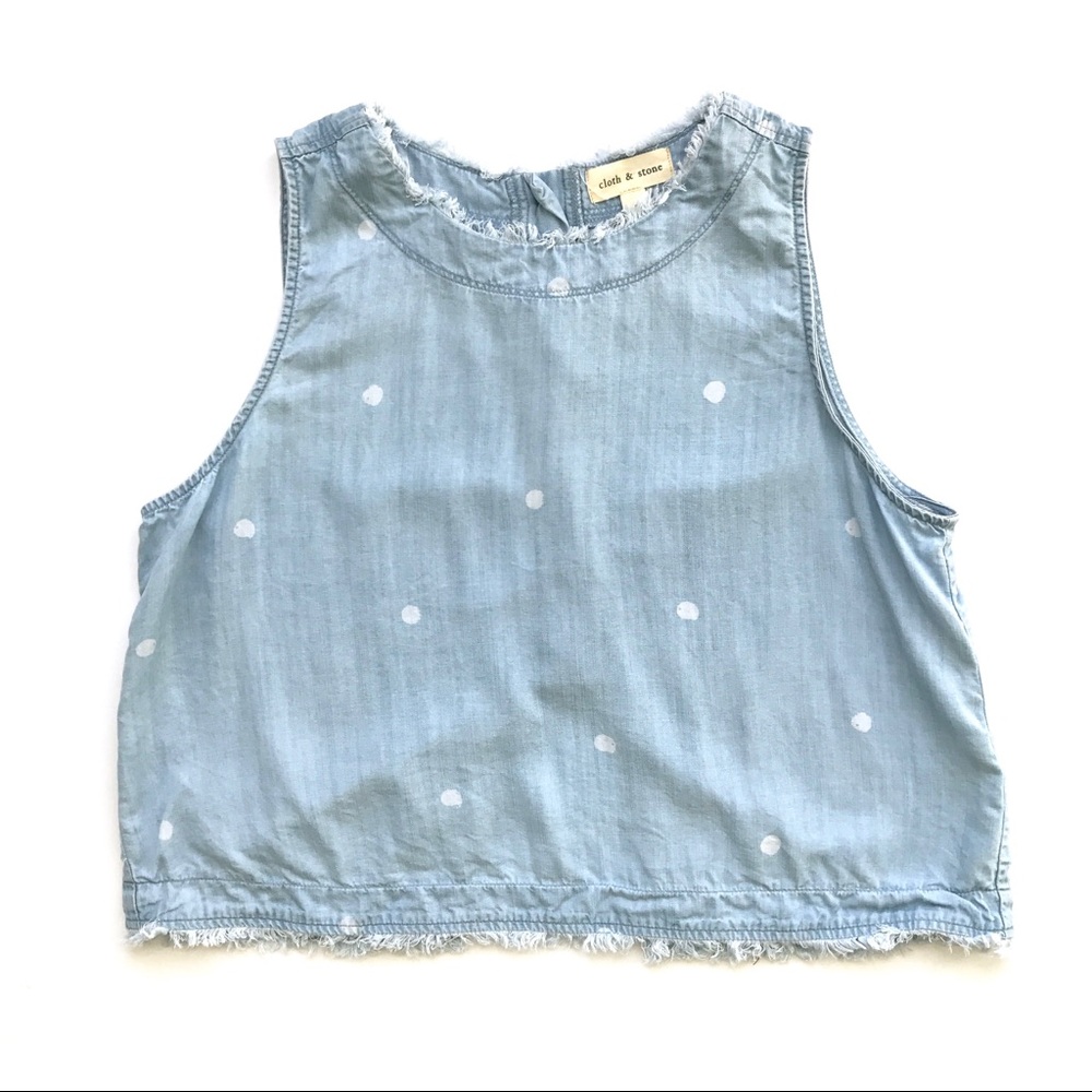 CLOTH & STONE Soft Chambray Polka Dot Button Up